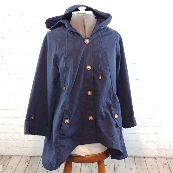 For Cynthia Jackets & Blazers - FOR CYNTHIA HOODED BUTTON COAT sz lg(804)